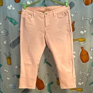 Light Pink Women's Jeans, hits above ankles.